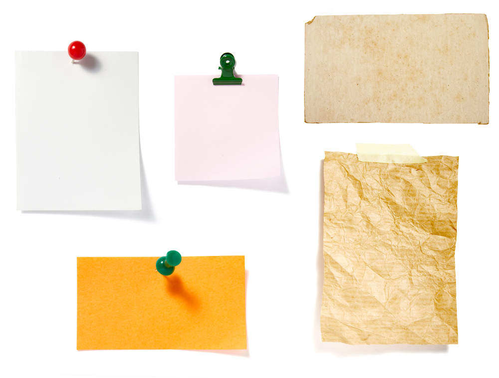 collection of old note paper  on white background. each one is in full cameras resolution